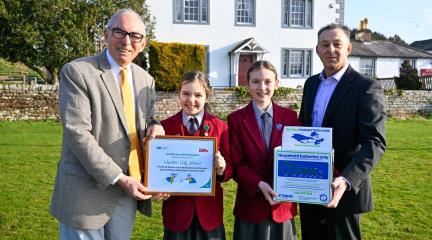 Cllr Giles Archibald (WFC), Hermione Holiday and Lucy Millington (Hunter Hall), Nick Blake (Biffa)