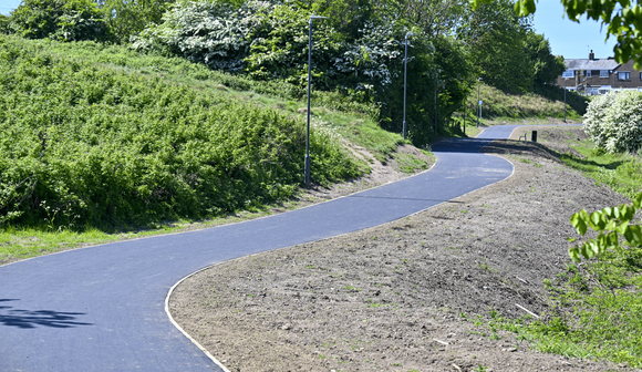 3 metre wide route for walking, wheeling and cycling through the green space of Vickerstown Park in Barrow