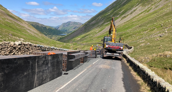 Picture of contractors working on the Kirkstone Pass road safety improvement scheme earlier this year.