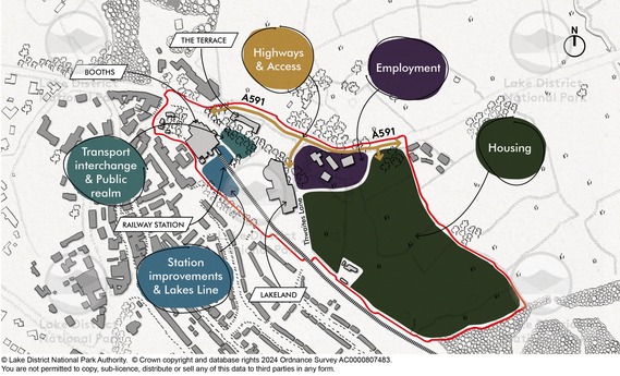 A map of the area around Windermere train station.