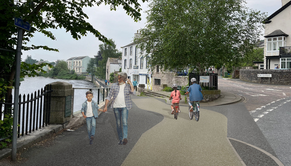 An artist's impression of how the entrance to the riverside could look from Kent View