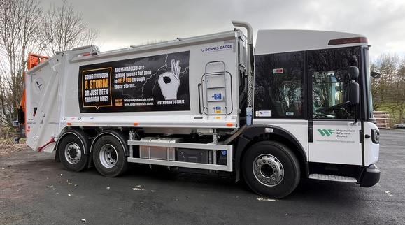 Close up of bin wagon with new Andy's Man Club livery