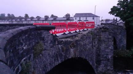The hole in the parapet on Nether Bridge in Kendal