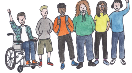 Illustration of six teenagers