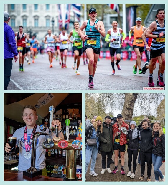 A collage of three images of Marathon man, William Laye