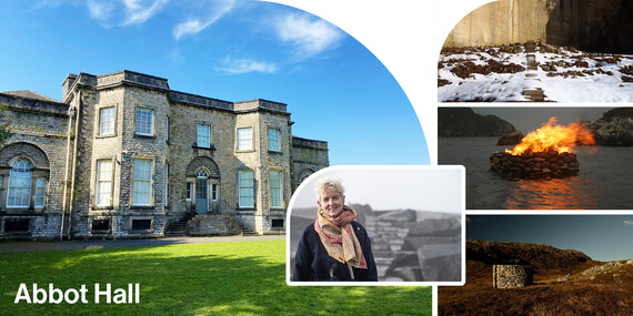 A decorative header featuring a collage of Abbot Hall images