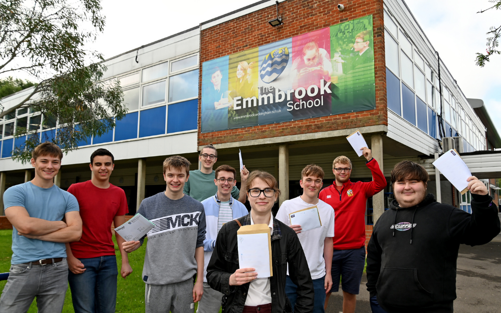 Students celebrate A-level results at Emmbrook School