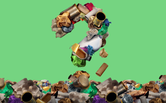 Question mark made of recyclable materials