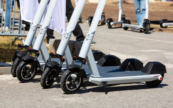 Line of e-scooters