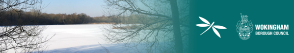 THe lake at dinton pastures frozen over during a winter frost