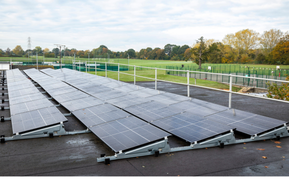 Solar panels on roof of Bulmershe School