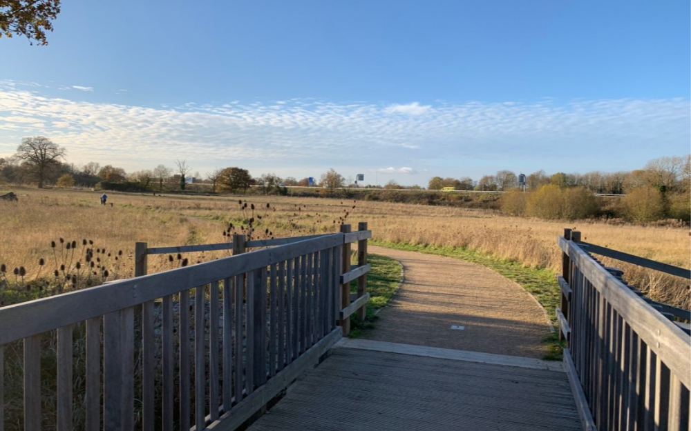 One of the new footbridges on a sunny day in north wokingham