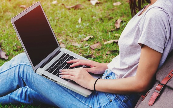 Female working on her laptop