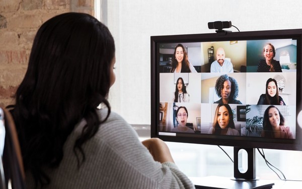 Woman attending an online mental health forum session
