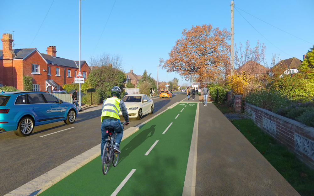 A mock up of cyclists using a proposed cycleway in Earley