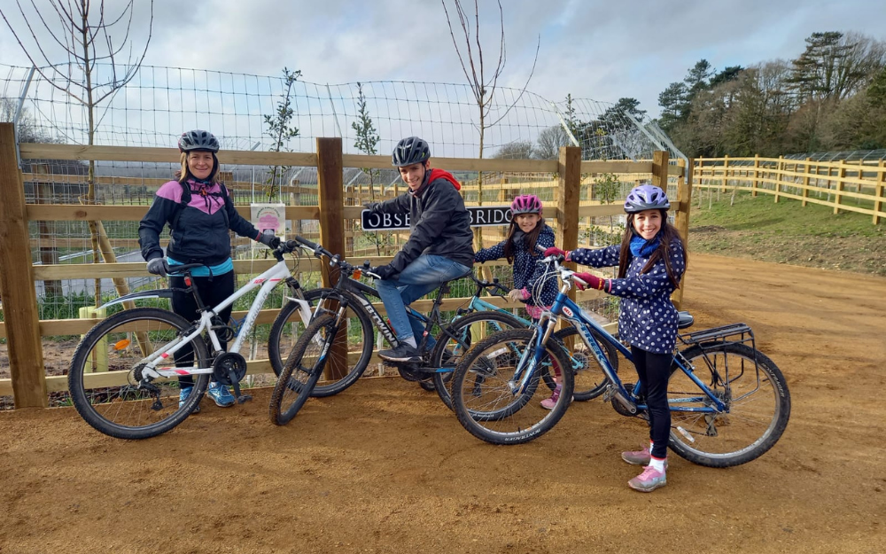 A family at one of our half term trails on their bikes