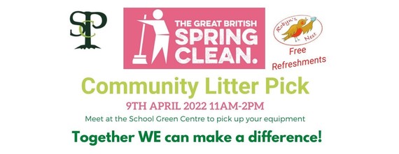 Image of poster encouraging people to take part in Shinfield litter pick with text similar to article below
