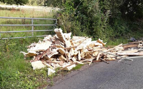 Fly-tipping of materials on a lane