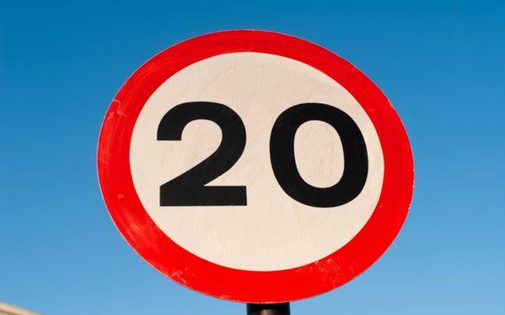 20 miles per hour road sign 