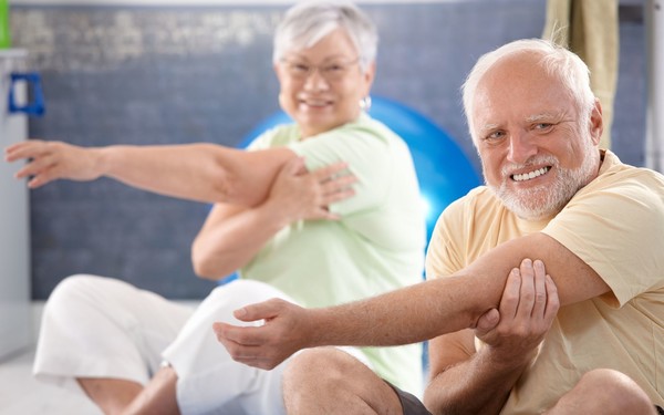 Older couple exercising