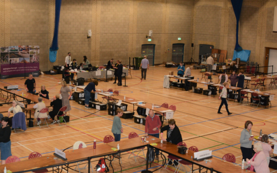 The election vote counting taking place at Loddon Valley Leisure Centre last week