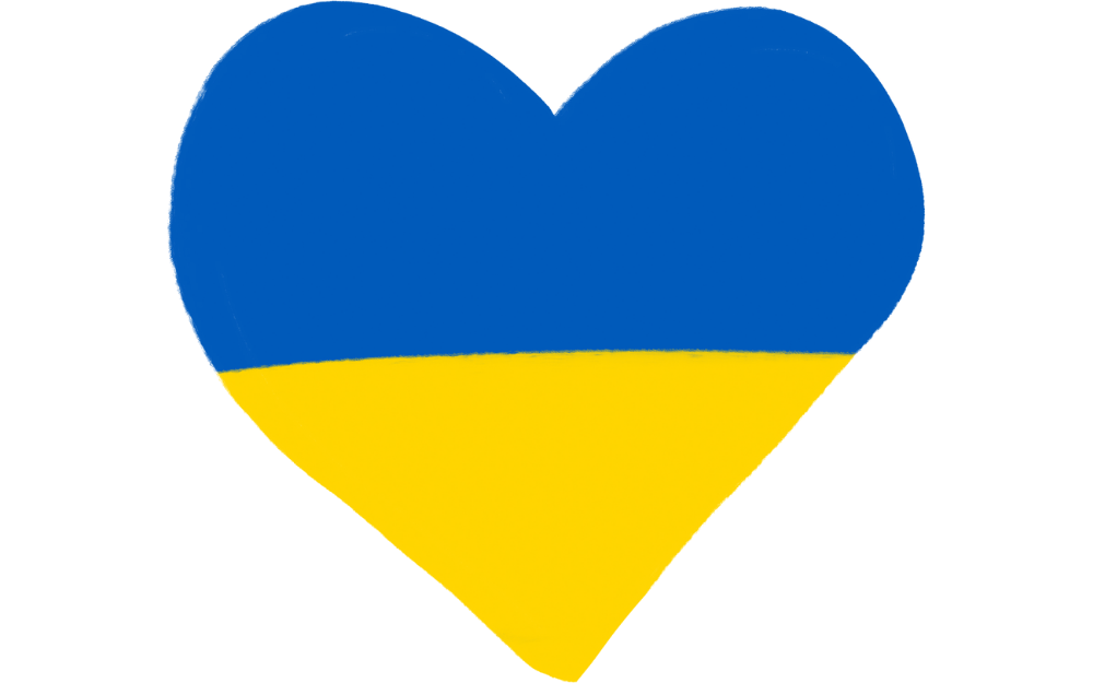 A ukraine flag within a heart shape