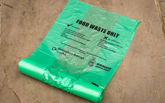 A food waste bag provided by Wokingham Borough Council to residents