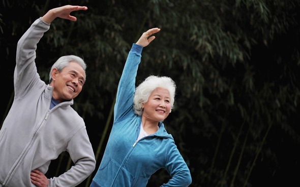 Older couple exercising