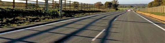 Driver's eye view of the Arborfield Cross Relief Road (Observer Way) approaching Arborfield major development