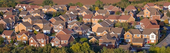 stock image of a large number of houses viewed from above