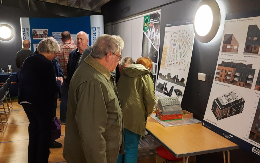 Residents look at exhibition boards for the Gorse Ride regeneration