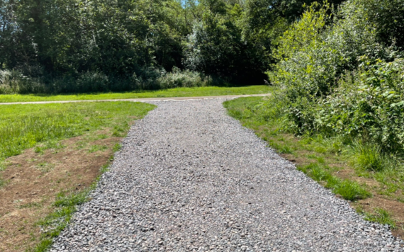 A section of greenway path that splits into two routes