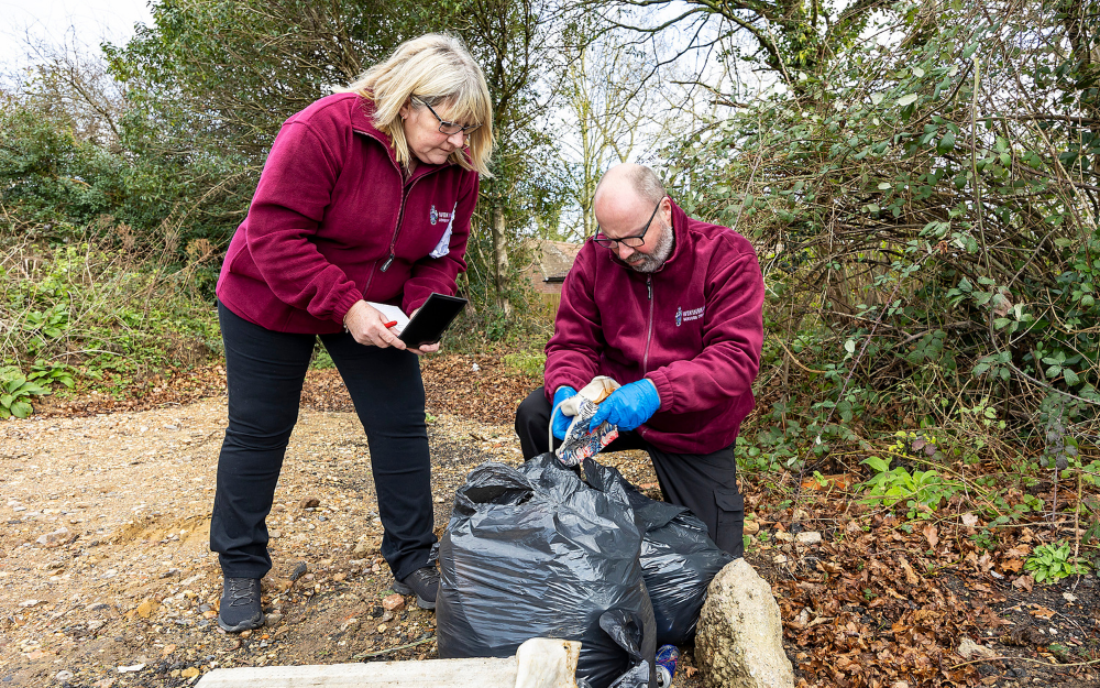 The anti-social behaviour team inspecting fly-tipping