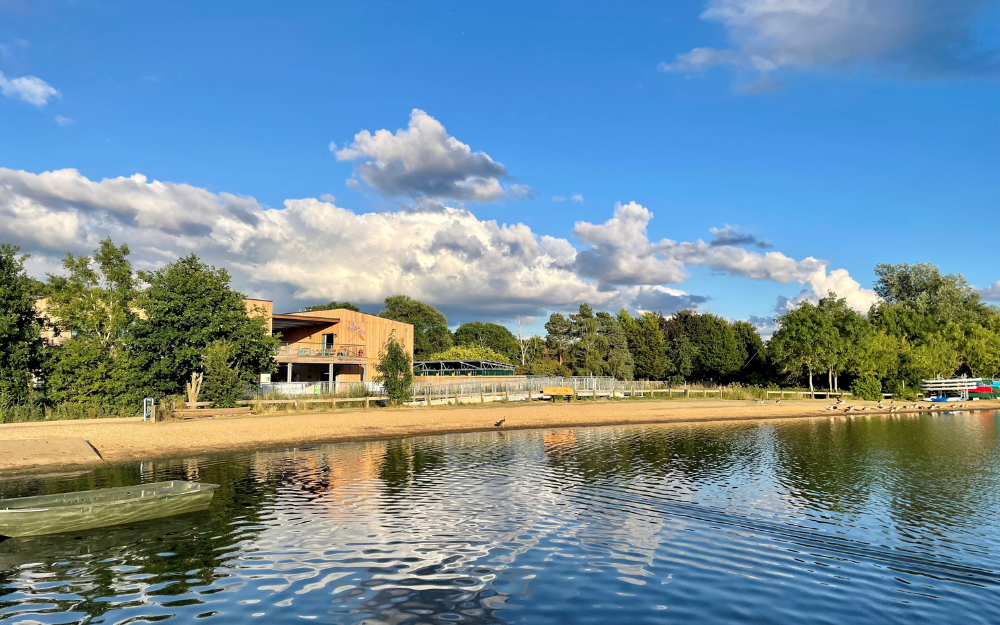 The lake outside the Dinton Activity Centre in Hurst on a sunny day