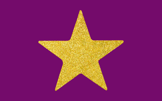 Glittery gold star on a purple background