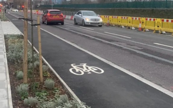 A segregated cycle track beside a road