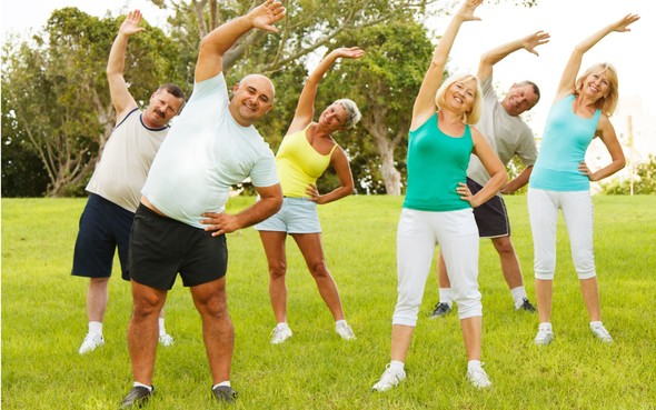 People exercising outside