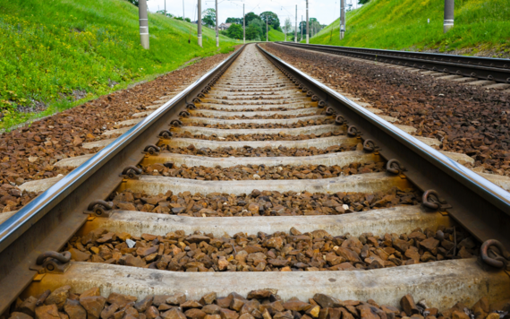 Railway tracks shot from track level