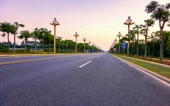 A photo of a road with no cars