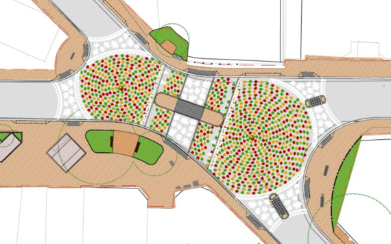 Diagram showing new road layout at California Crossroads