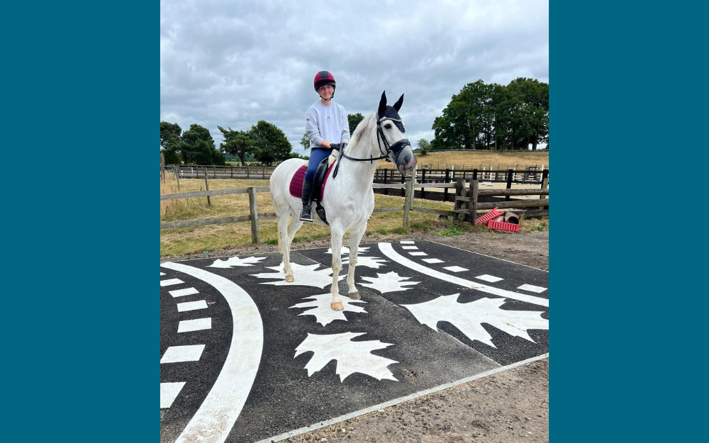 A horse rider practices on the new training facility at Wheatlands Farm