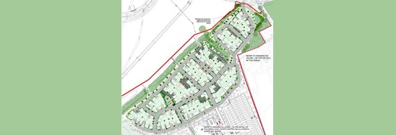 overhead view of plans for new housing in Arborfield