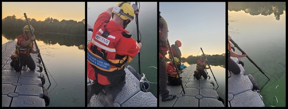 montage of crews from Berkshire Lowland Search and Rescue testing an underwater camera at Dinton lake