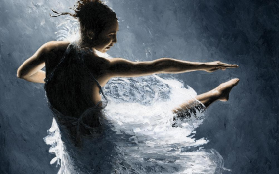 Close up of a painting by local artist Richard Young