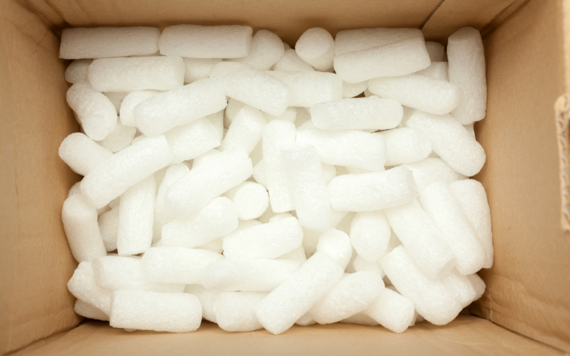  A box of polystyrene pieces