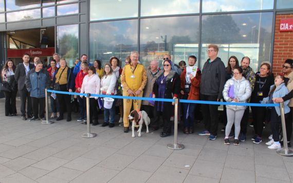 A group of representatives and members from CLASP, Optalis and other local services stood outside Wokingham station