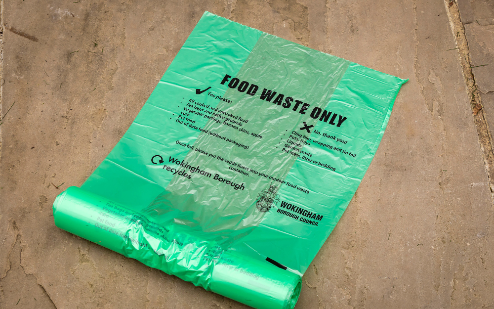 A food waste recycling bag, which will no longer be issued to residents 