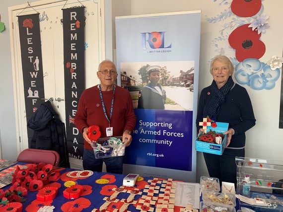 Two Royal British Legion volunteers at the Wokingham pop up poppy shop