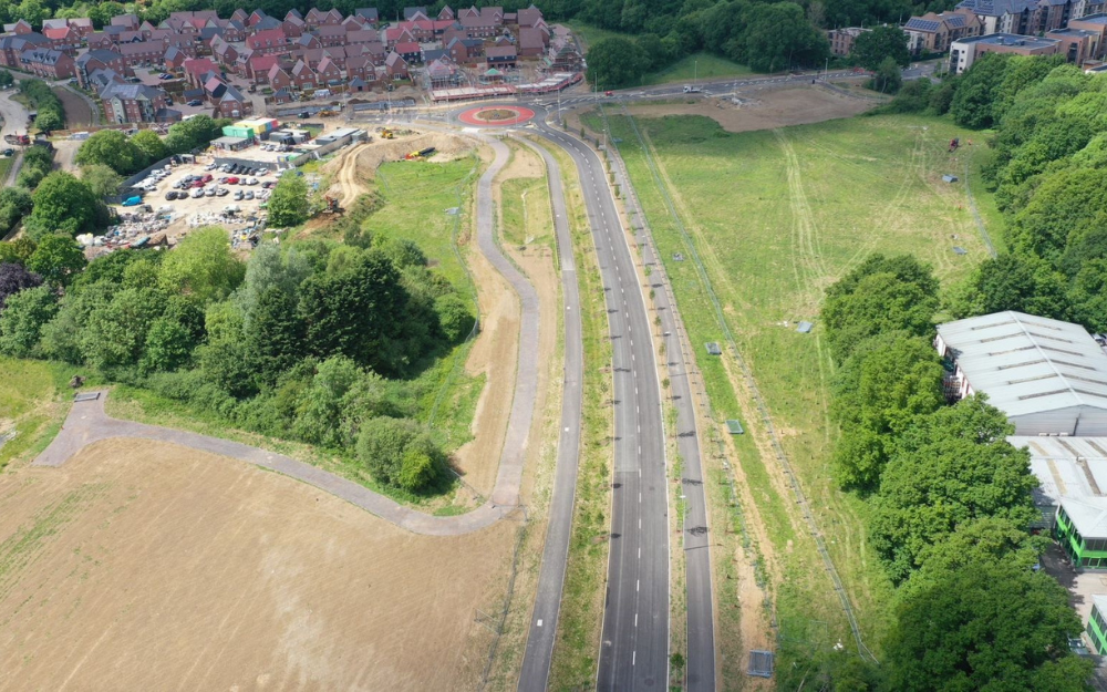 An overhead view of the new Nine Mile Ride Extension in Finchampstead