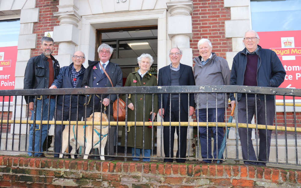 Cllr Ferris with members of Wokingham Society outside the newly protected Wokingham Post Office